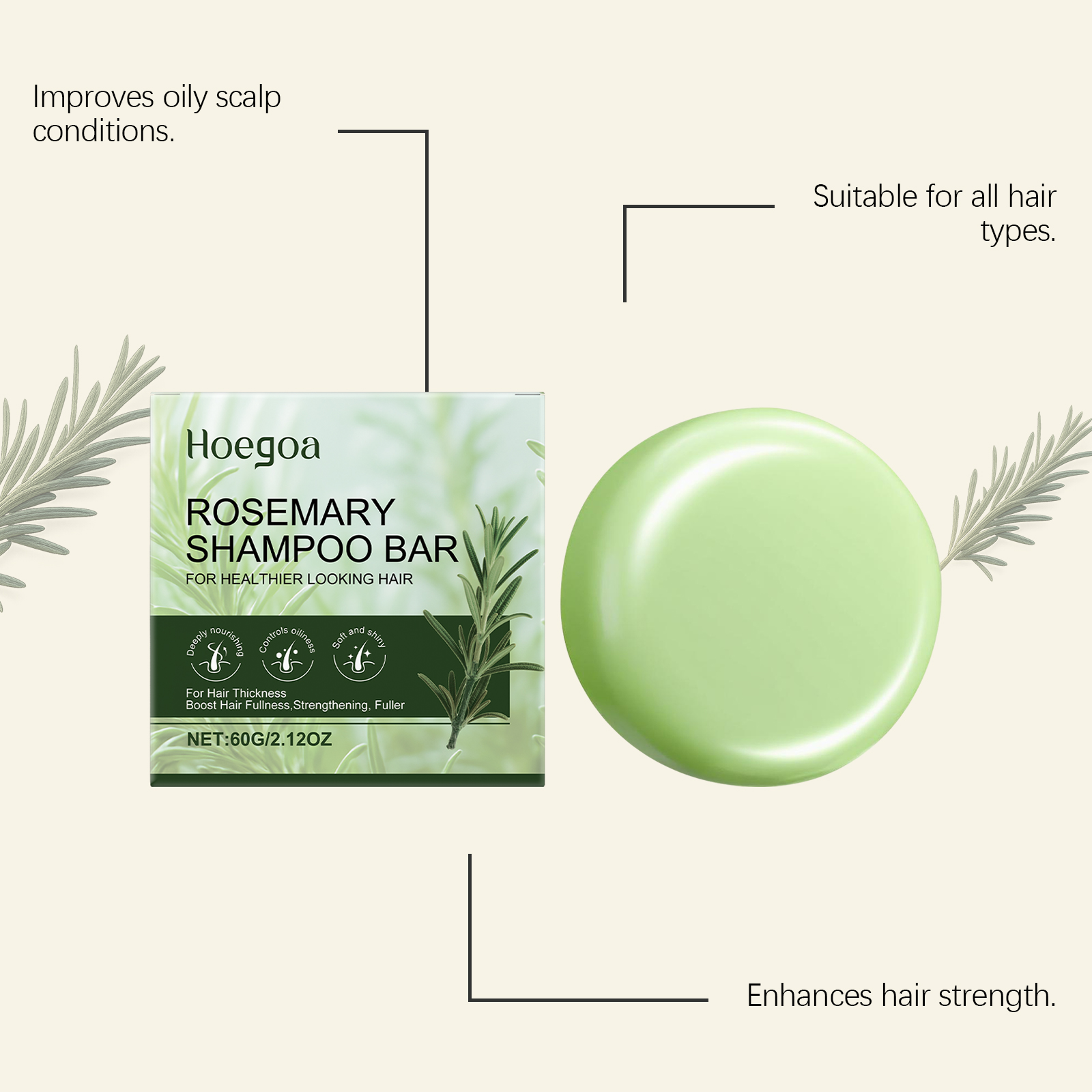 Hoegoa Rosemary Shampoo Bar Oi – Bar Soap Shampoo Solid recenzja i cena
